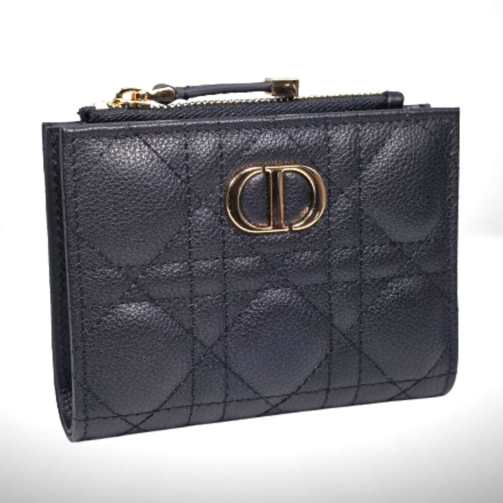 Dior Caro Dahlia Wallet Black Supple Cannage Calfskin - Picture 2 of 8